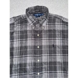 Ralph Lauren Men Blake Shirt Gray Plaid Button Down XL Relaxed Preppy Classic